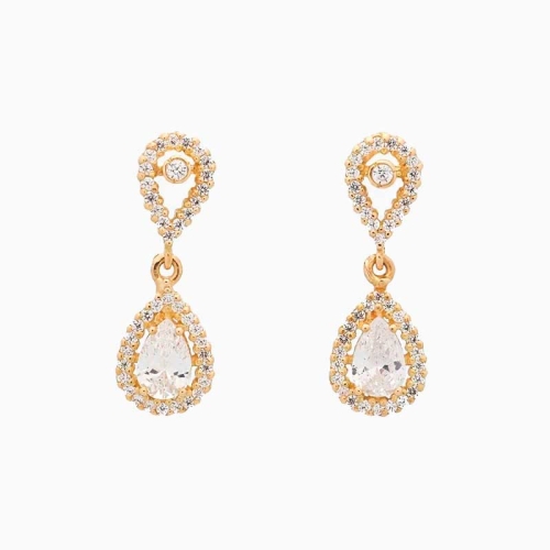 Pendientes de estilo clásico en oro amarillo y circonitas | Joyería Fi