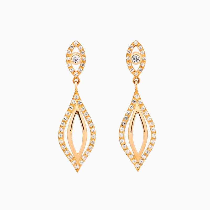 Pendientes de estilo romántico en oro amarillo y circonitas | Joyería