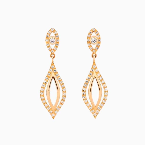Pendientes de estilo romántico en oro amarillo y circonitas | Joyería