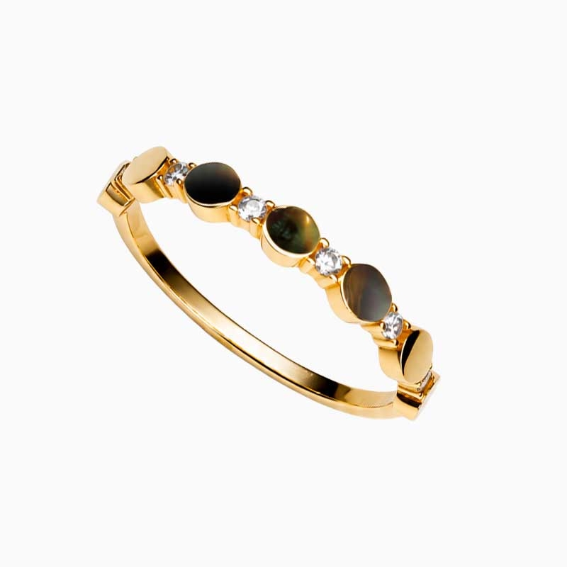 Sortija de oro amarillo con circonitas