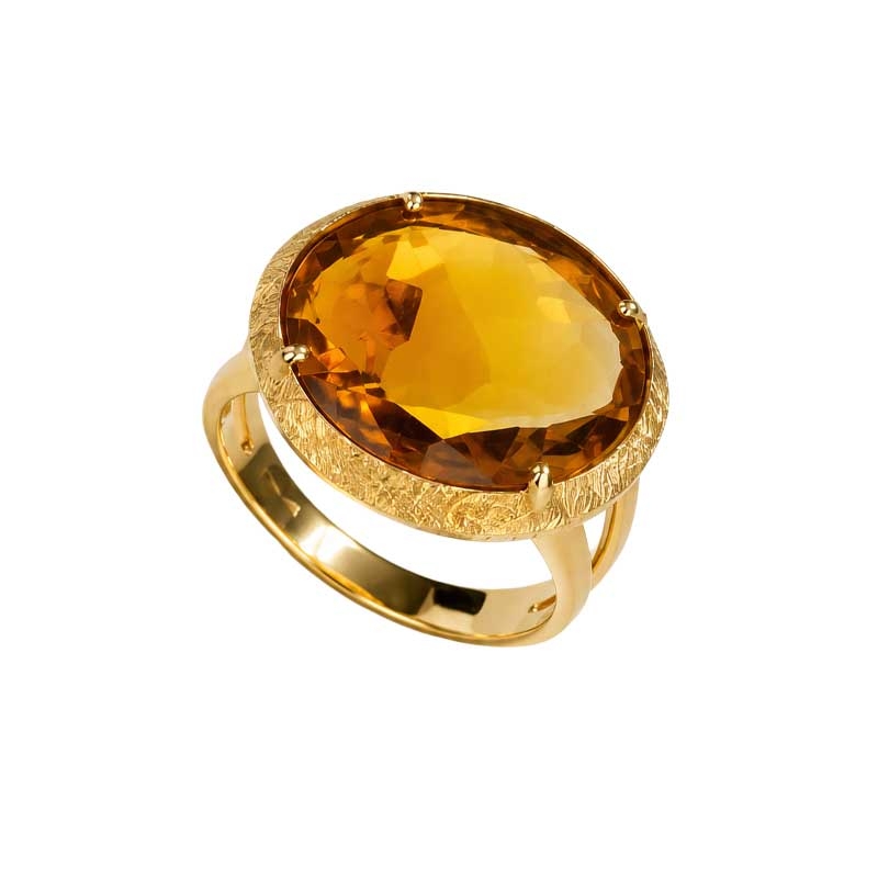 Sortija citrino de oro amarillo
