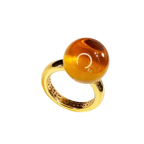Sortija bola citrino de oro amarillo