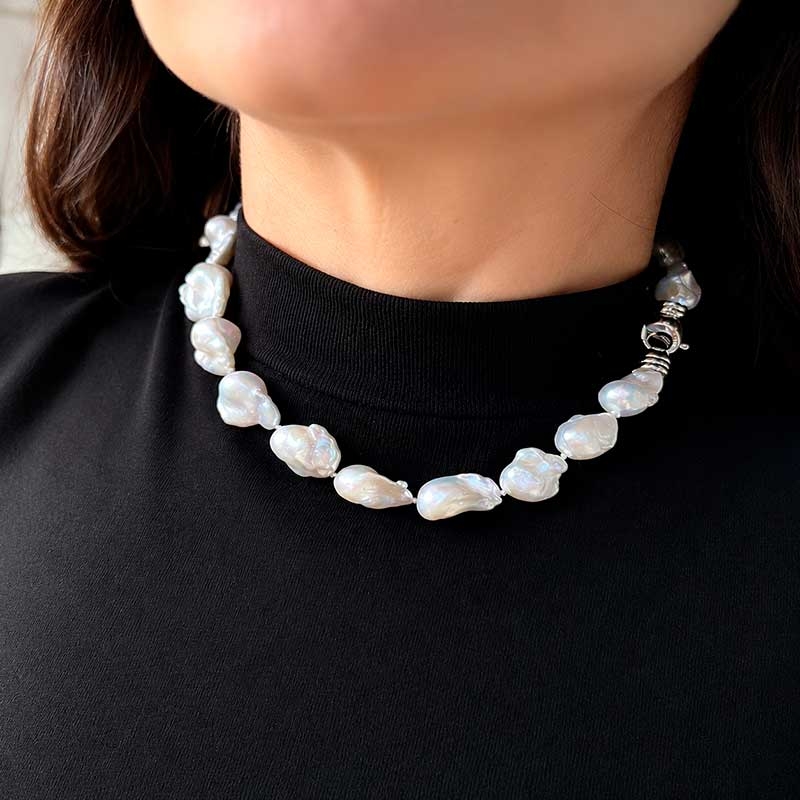 Collar de perlas barrocas en plata de ley 2