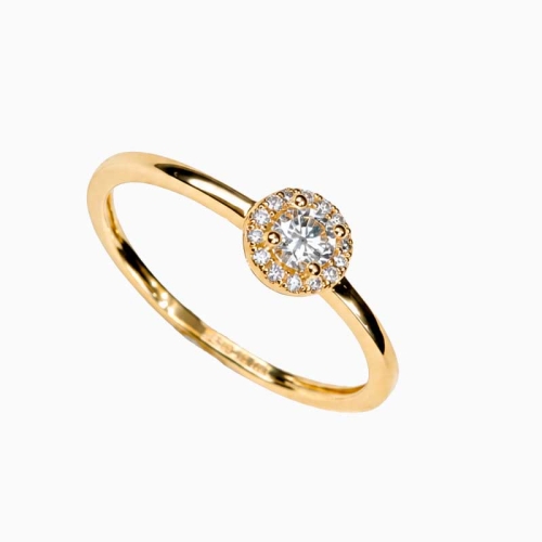 Sortija rosetón de diamantes en oro amarillo