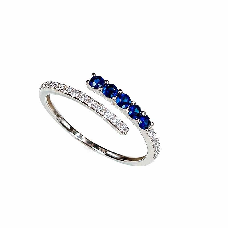 Sortija cruzada de zafiros y diamantes