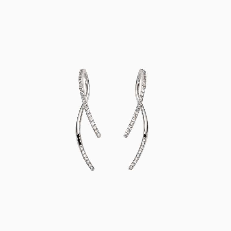 Pendientes de ondas en oro blanco y circonitas