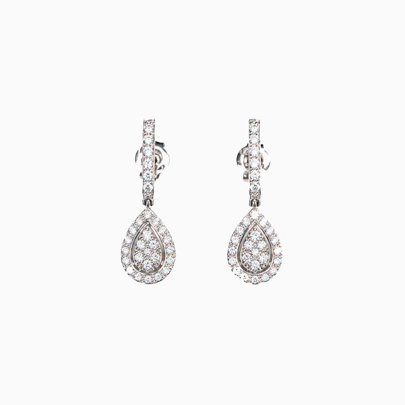Pendientes de perilla en oro blanco y circonitas