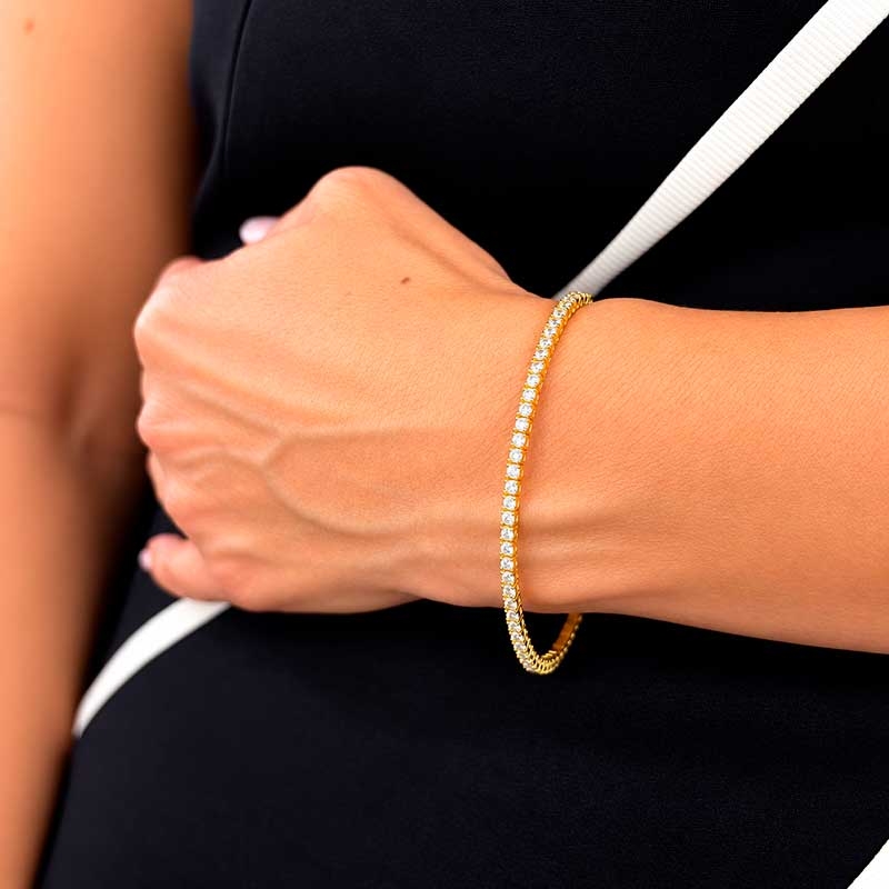 Pulsera rígida de oro amarillo y circonitas 2
