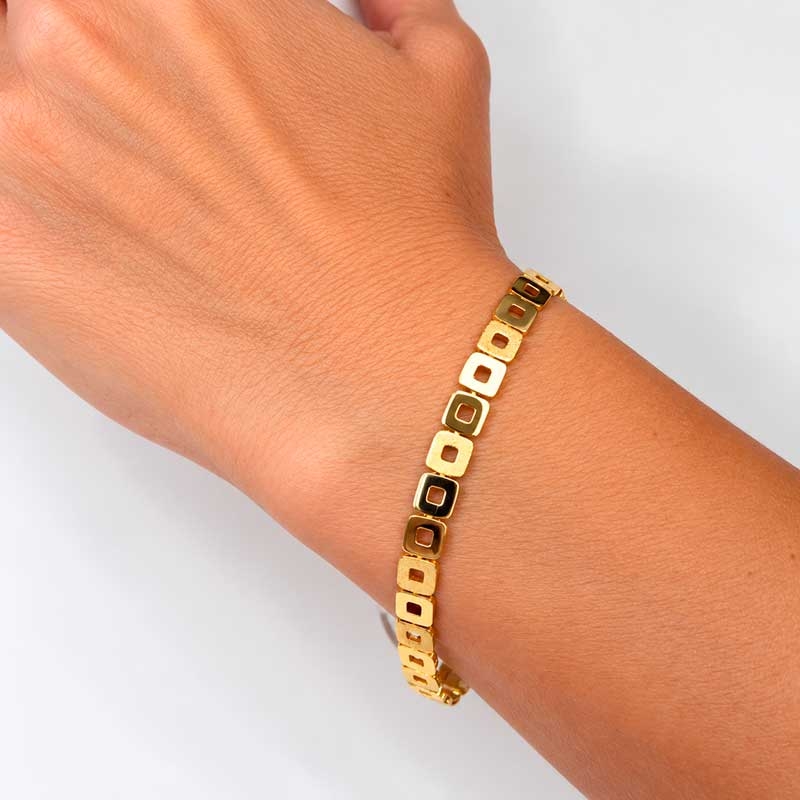 Pulsera cuadrados de oro amarillo 2