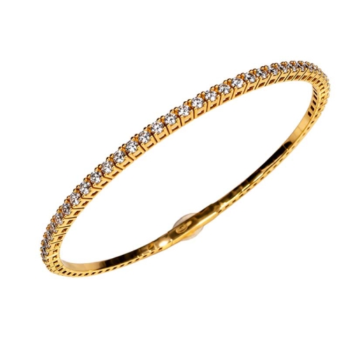 Pulsera rígida de oro amarillo y circonitas
