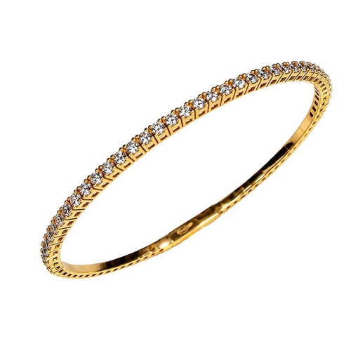 Pulsera rígida de oro amarillo y circonitas