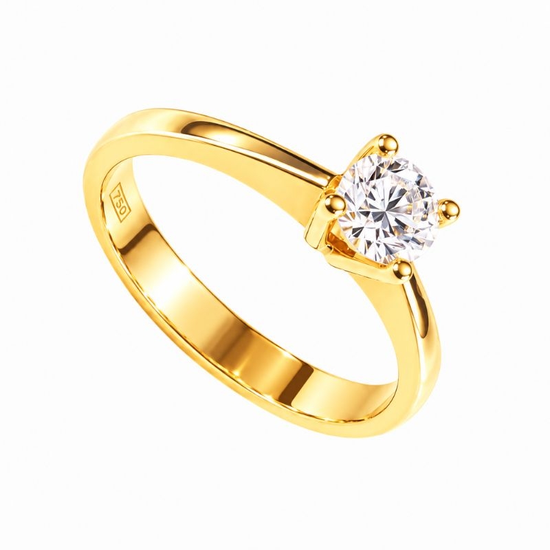 Solitario con diamante en oro amarillo